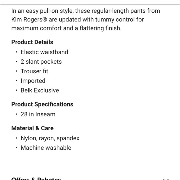 Kim Rogers petite true black average pull on polished dressing pants. NWT - Picture 3 of 3